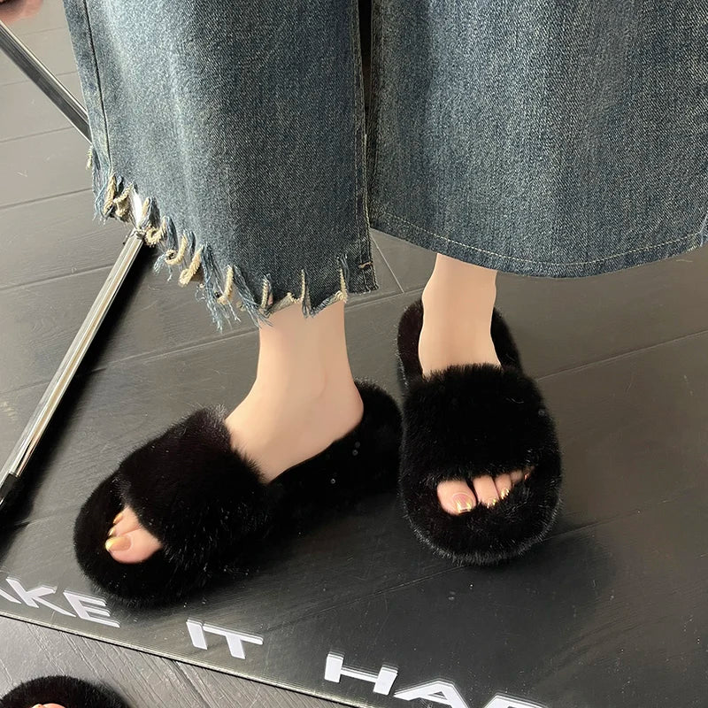 Winter Cozy Fur Slippers: Plus Size Comfort - MIOSAKI