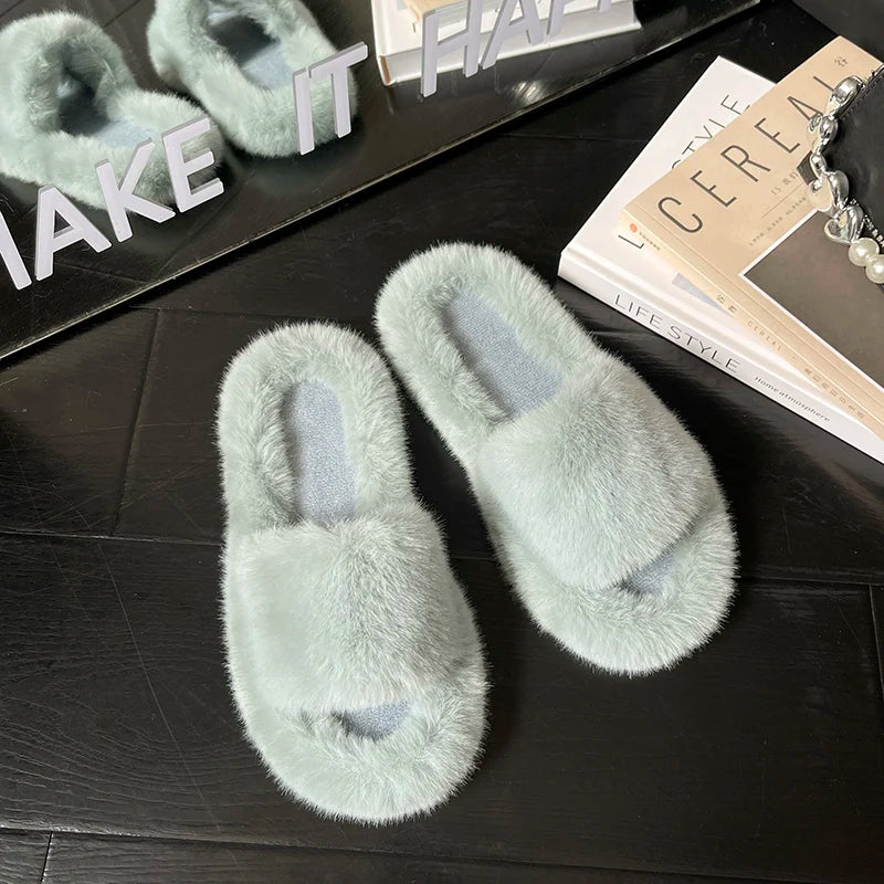 Winter Cozy Fur Slippers: Plus Size Comfort - MIOSAKI