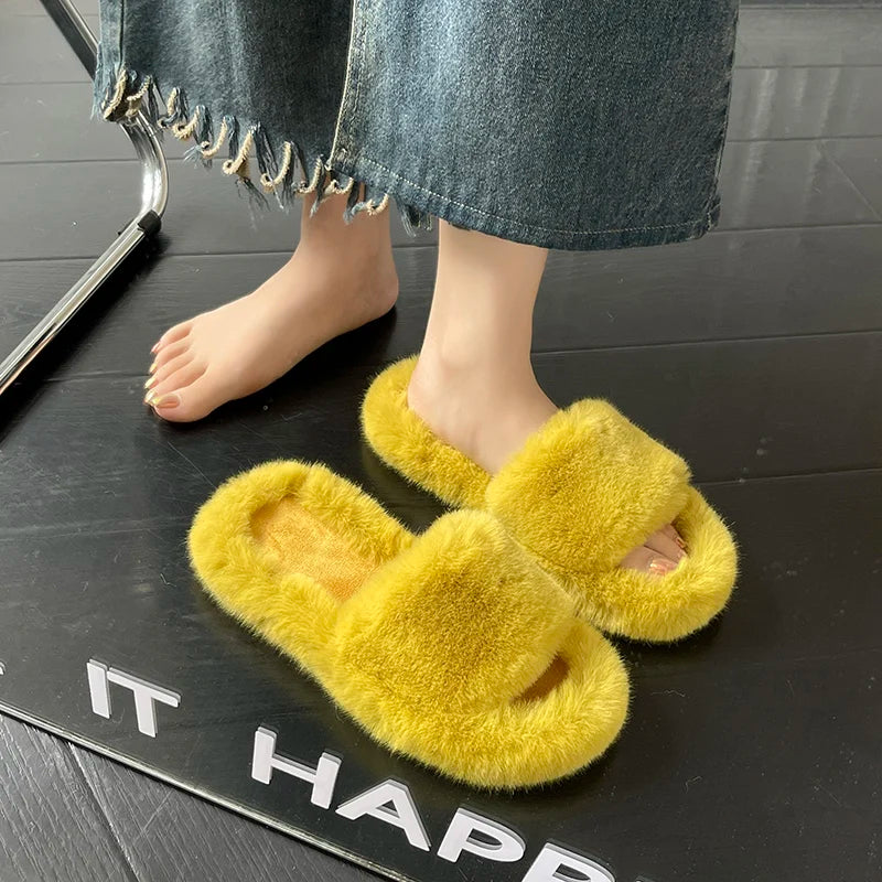 Winter Cozy Fur Slippers: Plus Size Comfort - MIOSAKI