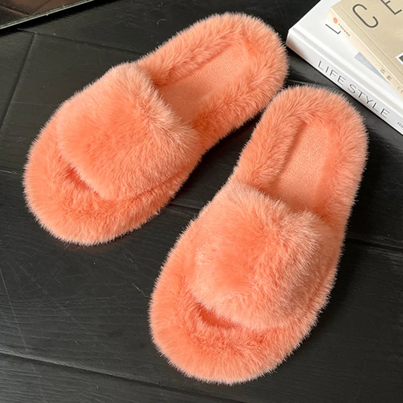 Winter Cozy Fur Slippers: Plus Size Comfort - MIOSAKI