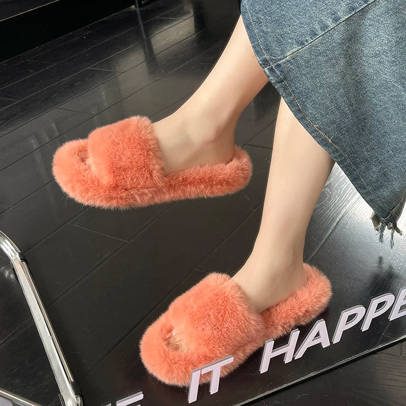 Winter Cozy Fur Slippers: Plus Size Comfort - MIOSAKI