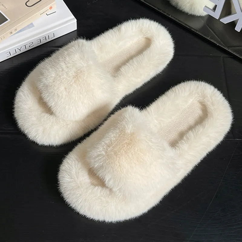 Winter Cozy Fur Slippers: Plus Size Comfort - MIOSAKI