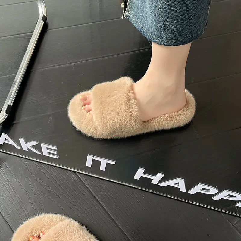 Winter Cozy Fur Slippers: Plus Size Comfort - MIOSAKI