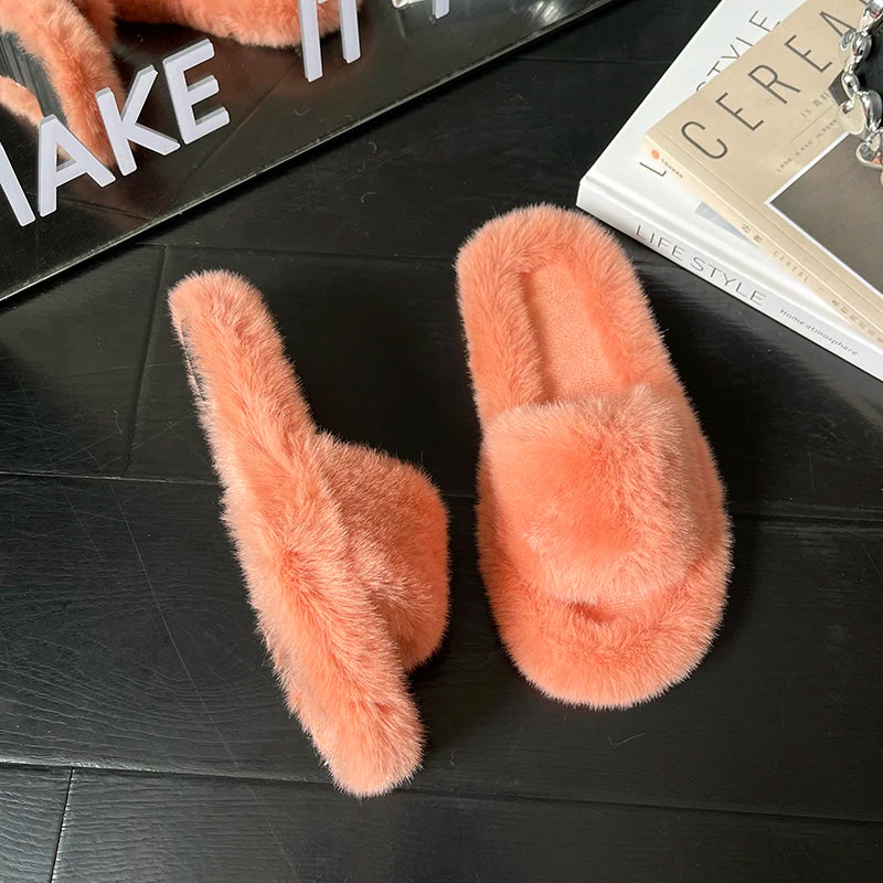 Winter Cozy Fur Slippers: Plus Size Comfort - MIOSAKI