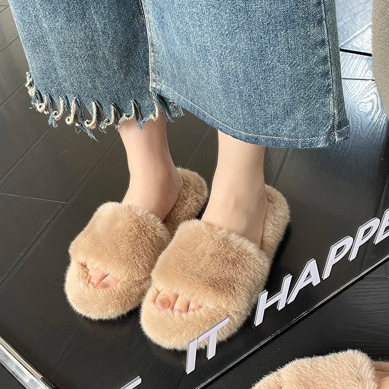 Winter Cozy Fur Slippers: Plus Size Comfort - MIOSAKI