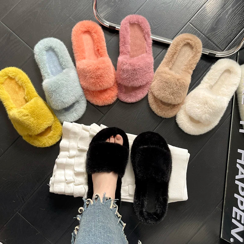 Winter Cozy Fur Slippers: Plus Size Comfort - MIOSAKI