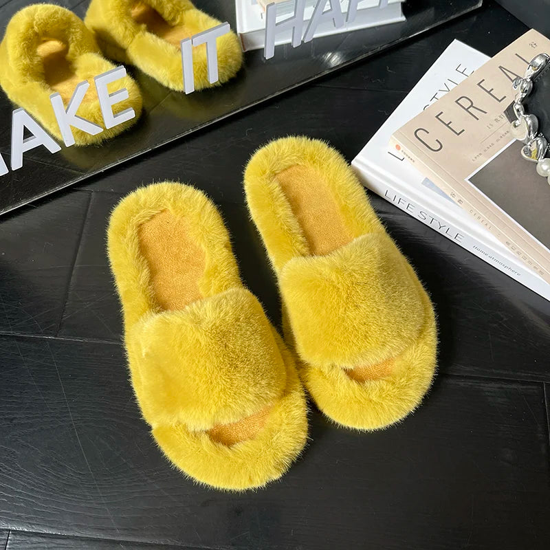 Winter Cozy Fur Slippers: Plus Size Comfort - MIOSAKI