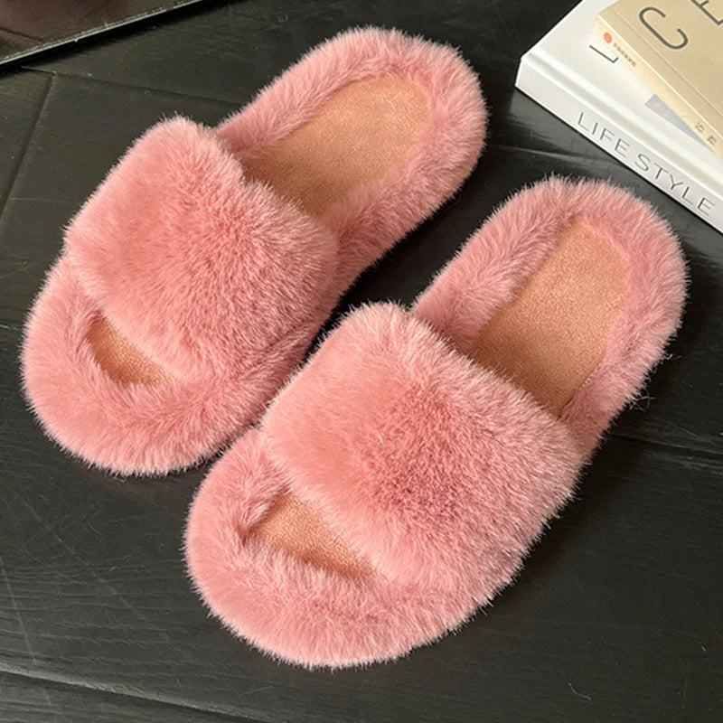 Winter Cozy Fur Slippers: Plus Size Comfort - MIOSAKI