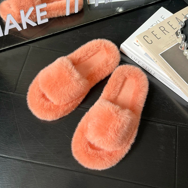 Winter Cozy Fur Slippers: Plus Size Comfort - MIOSAKI