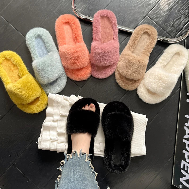 Winter Cozy Fur Slippers: Plus Size Comfort - MIOSAKI