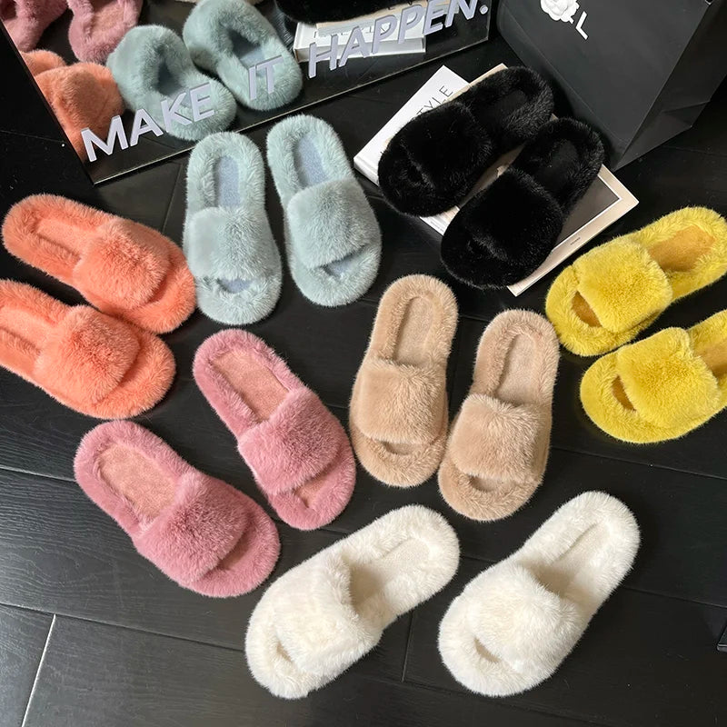 Winter Cozy Fur Slippers: Plus Size Comfort - MIOSAKI