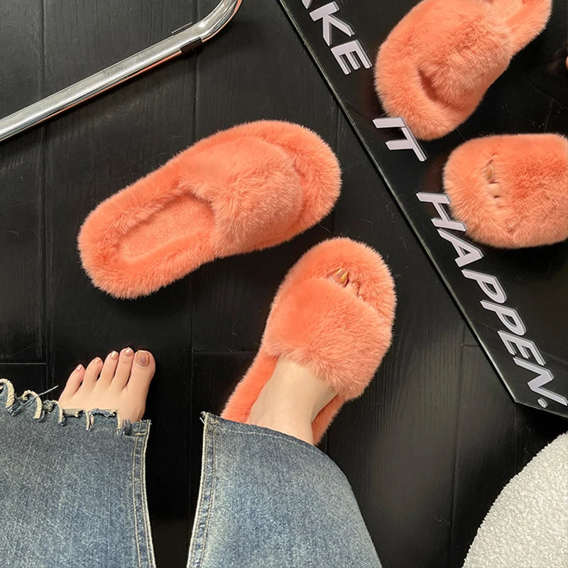 Winter Cozy Fur Slippers: Plus Size Comfort - MIOSAKI