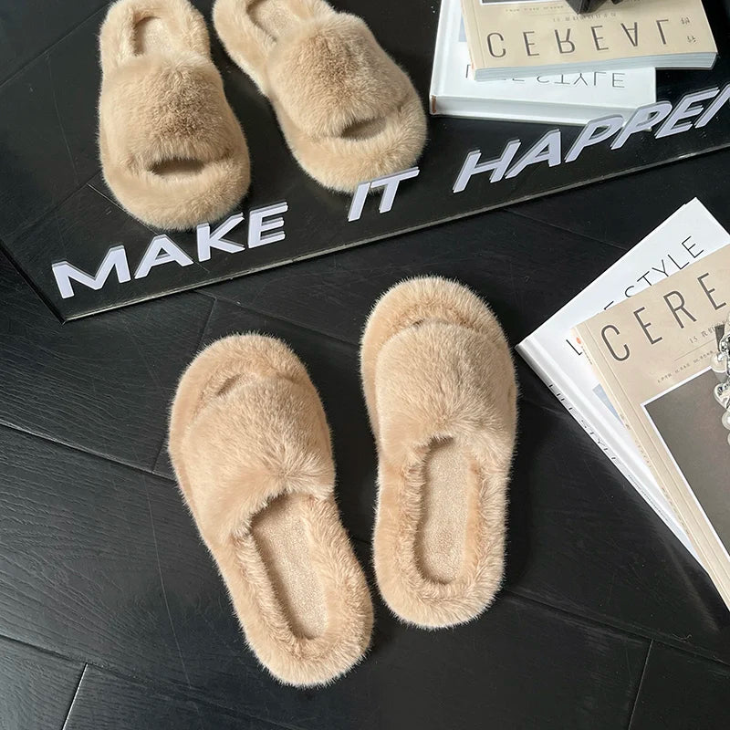 Winter Cozy Fur Slippers: Plus Size Comfort - MIOSAKI