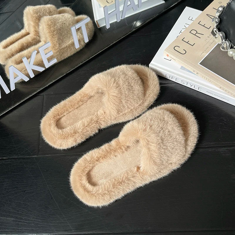 Winter Cozy Fur Slippers: Plus Size Comfort - MIOSAKI