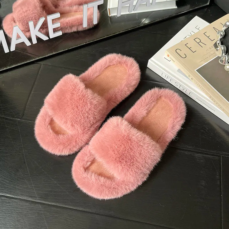 Winter Cozy Fur Slippers: Plus Size Comfort - MIOSAKI